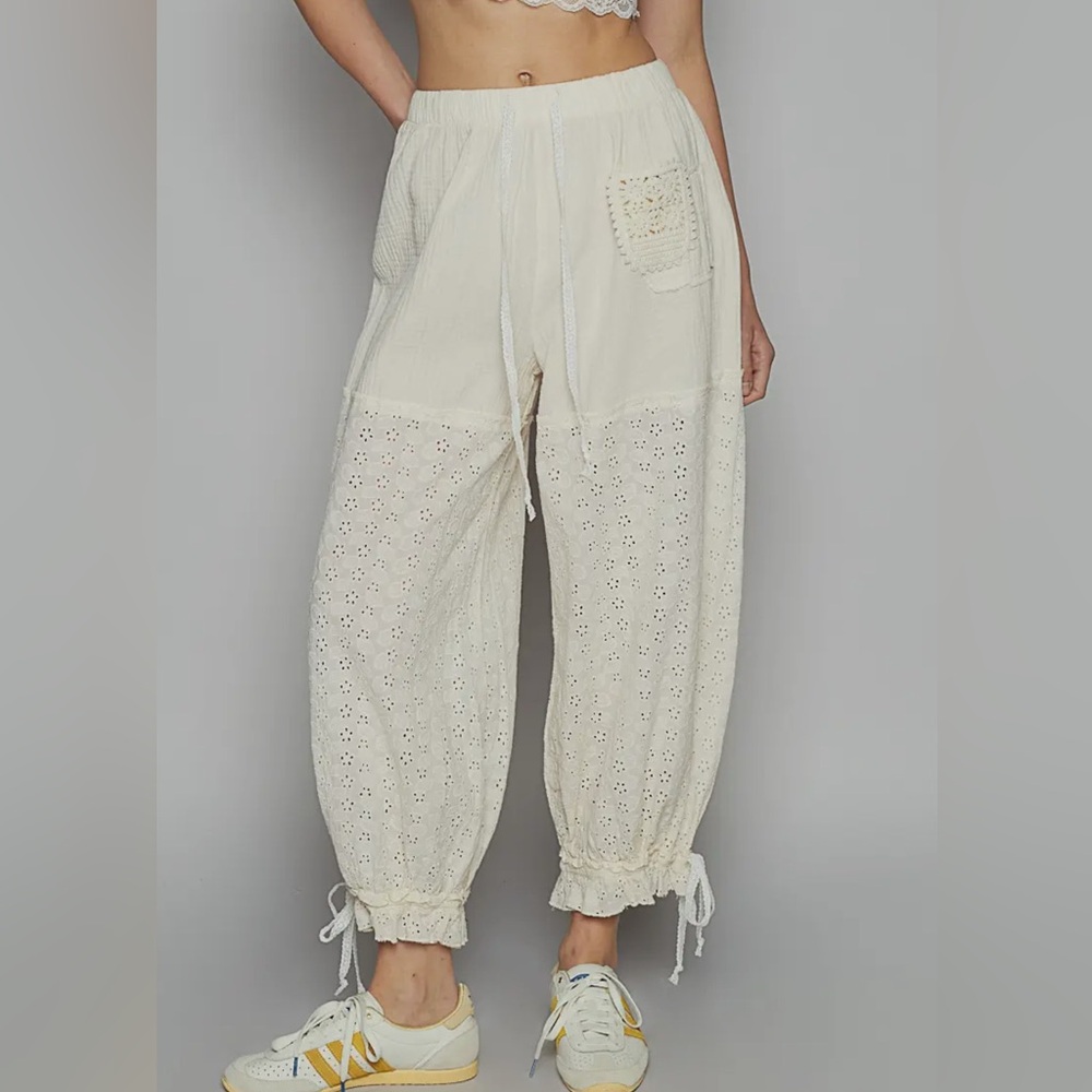 Cream Eyelet Women's Pants